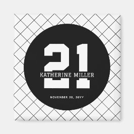 Íman Aniversário de 21 anos personalizado moderno e ele