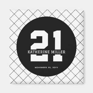 Íman Aniversário de 21 anos personalizado moderno e ele