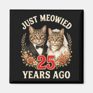 Íman Aniversário de 25 Anos de Casamento de Gatos Meowi