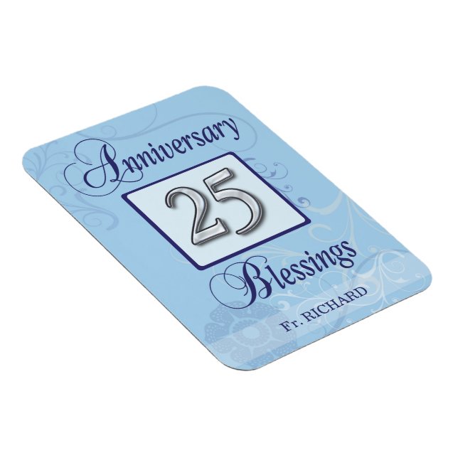 Íman Aniversário de 25 em Azul e Prata (Lado Direito)