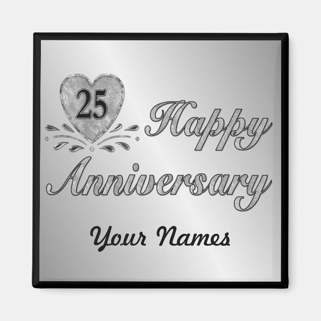 Íman Aniversário de 25 - Prata (Frente)