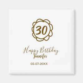 Íman aniversário de 30 anos adiciona nome data ano ouro