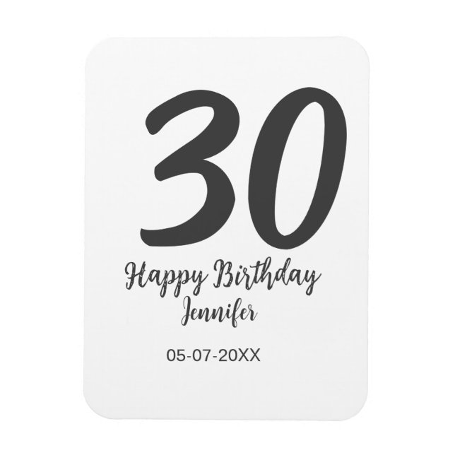 Íman aniversário de 30 anos adicionar nome data ano ano (Vertical)