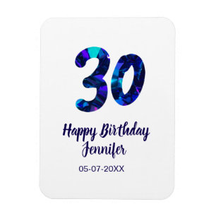 Íman aniversário de 30 anos adicionar nome data ano azu
