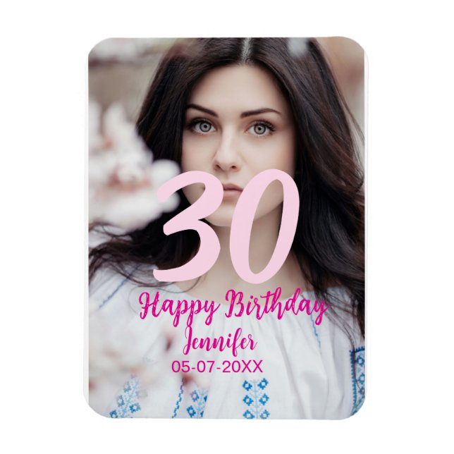 Íman aniversário de 30 anos adicionar nome data ano fot (Vertical)