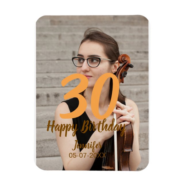 Íman aniversário de 30 anos adicionar nome data ano fot (Vertical)