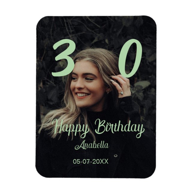 Íman aniversário de 30 anos adicionar nome data ano ver (Vertical)