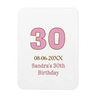Íman aniversário de 30 anos nome data simples mi rosa n