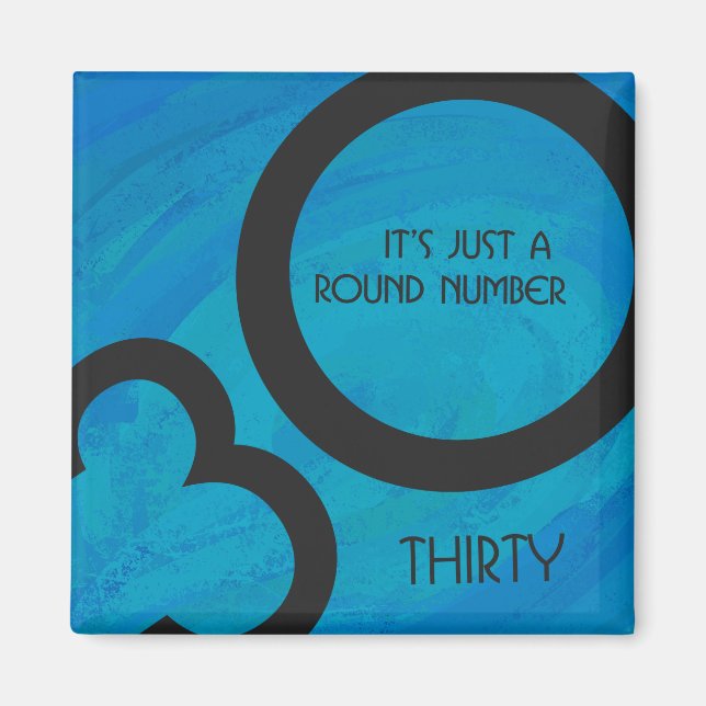 Íman Aniversário de 30 Décadas Azul (Frente)