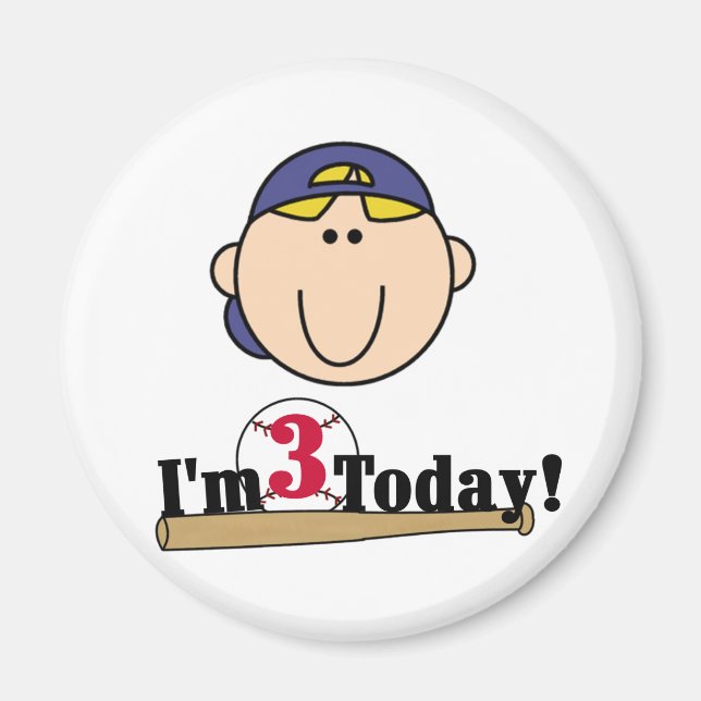 Íman Aniversário de 3 anos de Baseball Bloneiro (Frente)