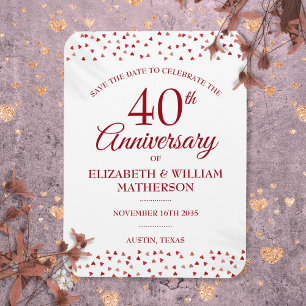 Íman Aniversário de 40 Anos de Casamento Ruby Hearts Sa