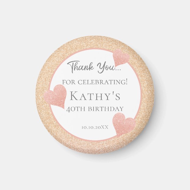 Íman aniversário de 40 anos Party Gift Sunset Orange (Frente)