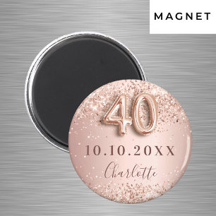 Íman Aniversário de 40 anos rosa ouro blush save the da