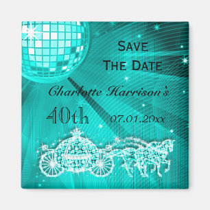 Íman Aniversário de 40 anos Sparkly Coach & Horses Save