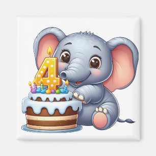 Íman Aniversário de 4 anos do Elefante Fofo
