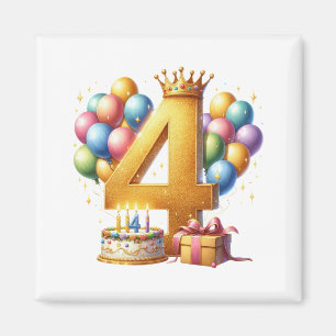 Íman Aniversário de 4 anos dourado