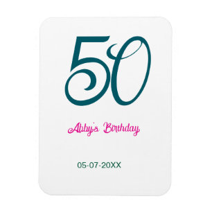 Íman aniversário de 50 anos adicionar nome ano turquesa