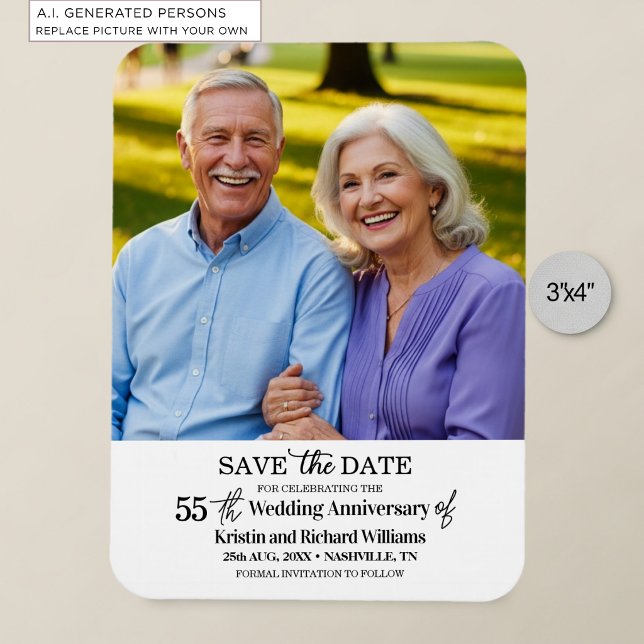 Íman Aniversário de 55 anos de Casamento Foto Save the  (Criador carregado)