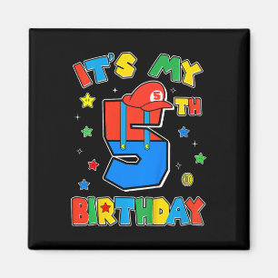 Íman Aniversário de 5 anos do menino super jogador tema