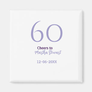 Íman aniversário de 60 anos fabuloso roxo nome data est