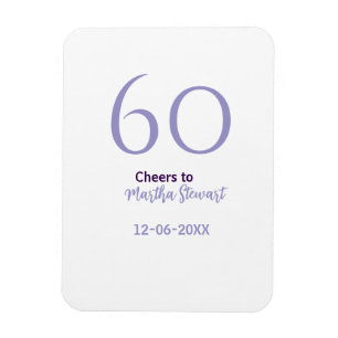 Íman aniversário de 60 anos fabuloso roxo nome data est