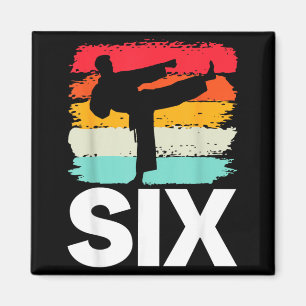 Íman Aniversário de 6 anos de Karatê Taekwondo Retro Ar