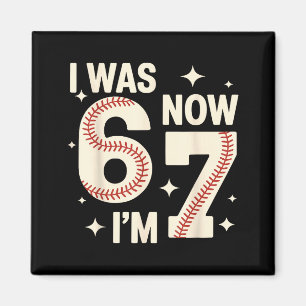 Íman Aniversário de 7 anos de beisebol engraçado 6 7 an