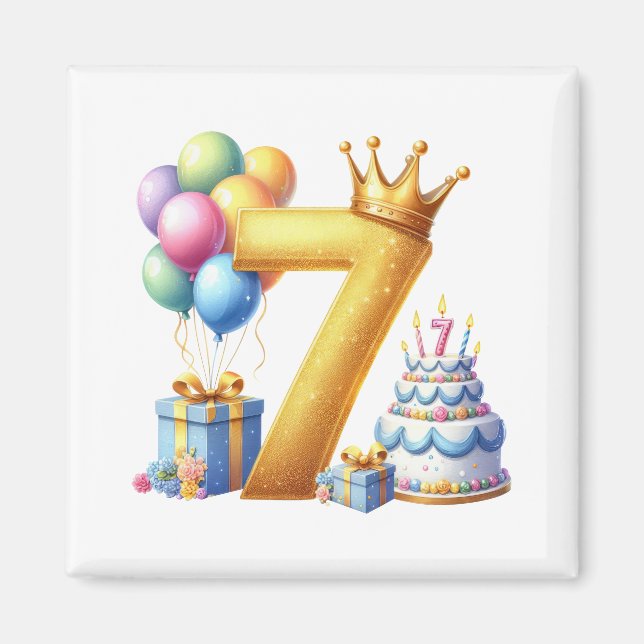 Íman Aniversário de 7 anos dourado (Frente)