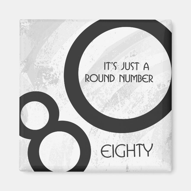 Íman Aniversário de 80 Décadas Branco (Frente)