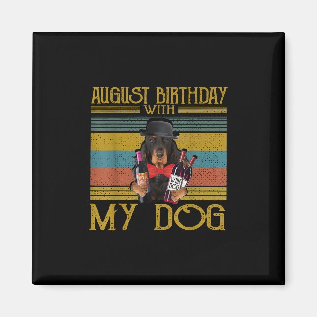 Íman Aniversário De Agosto Com Meu Gordon Setter Dog 20 (Frente)