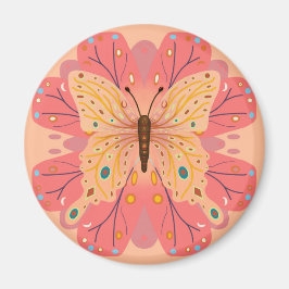 Íman Aniversário de Borboleta Rosa e Pêssego