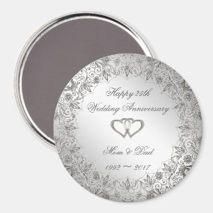 Íman Aniversário de Casamento de 25 Silver Flourish