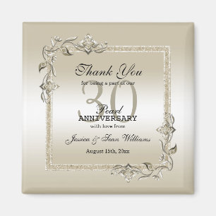 Íman Aniversário de Casamento de 30 Pearl Gem & Glitte