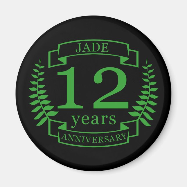 Íman Aniversário de casamento de Jade Gemstone, 12 anos (Frente)