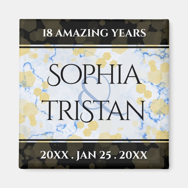 Íman Aniversário de Casamento de Porcelana 18 (Frente)