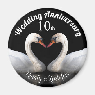 Íman Aniversário de casamento dois cisnes Black