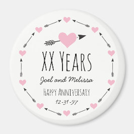 Íman Aniversário de Casamento Personalizado por Coraçõe