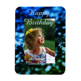 Íman Aniversário de criança de fotos azul verde-brilhan