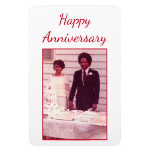 Íman Aniversário de Foto vermelho e branco