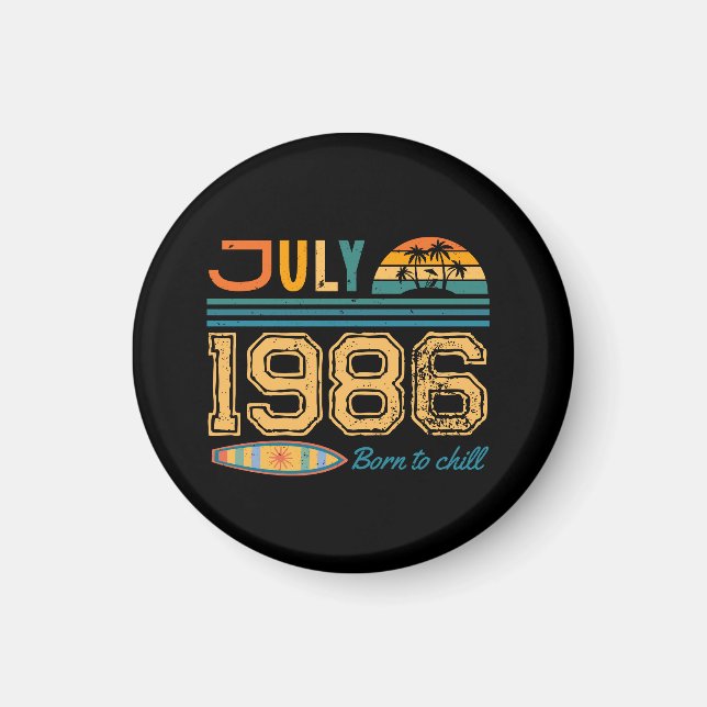 Íman Aniversário de Julho Ano Personalizado  (Frente)