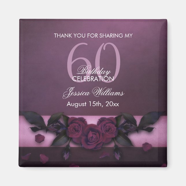 Íman Aniversário de Rosas e Pétalas Góticas Românticas (Frente)