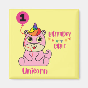 Íman aniversário de uma menina unicórnio