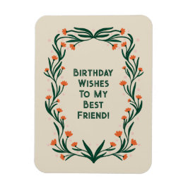 Íman Aniversário Deseja Frame Floral Elegante