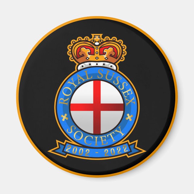 Íman Aniversário do 20 da Royal Sussex Society do Magne (Frente)