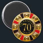 Íman Aniversário do 70 do Casino de Vegas | ouro negro<br><div class="desc">Um legal vermelho,  ouro e preto...  Casino de Aniversário de Las Vegas...  Use o botão PERSONALIZAR TI para adicionar seu próprio texto.</div>