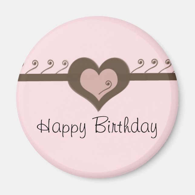 Íman Aniversário do Coração de Chocolate Rosa (Frente)