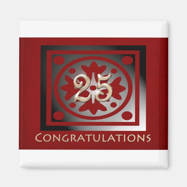 Íman Aniversário do Funcionário Oferece Magnetos Vermel (Frente)