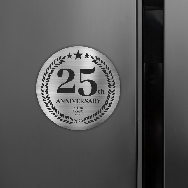 Íman Aniversário do logotipo comercial do 25 Silver (Silver 25th Business Logo Anniversary Magnet
)