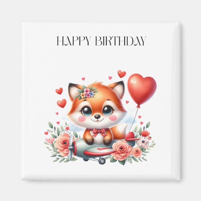 Íman Aniversário do Piloto de Raposa Fofa (Frente)