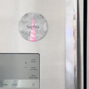 Íman Aniversário do Silver Sparkle Pink Glam Unicorn